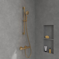  Set de duș Villeroy&Boch, Universal Showers, cu bară, portsăpun, pară duș și furtun, brushed gold